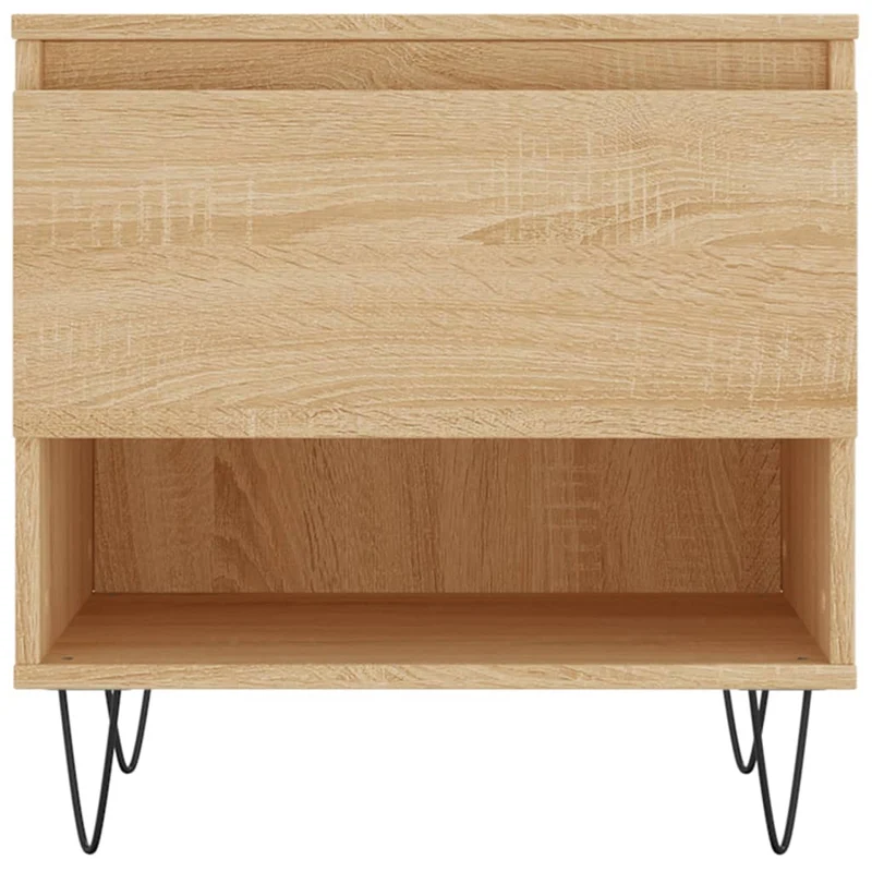 Lot de 2 tables de chevets avec tiroir 50 x 46 x 50 cm bois d'ingénierie couleur chêne et métal DEC040379