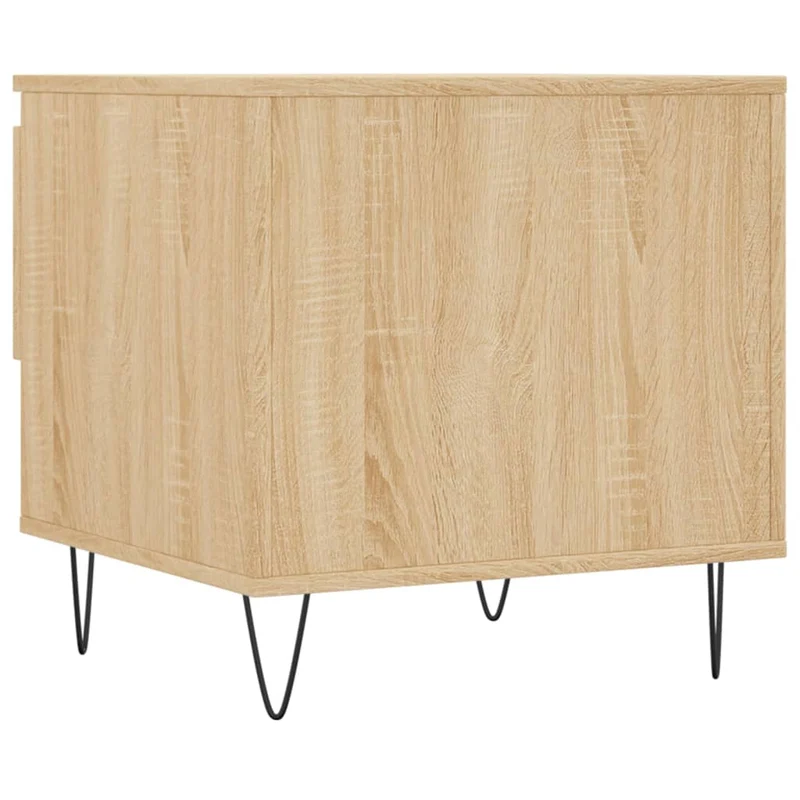Lot de 2 tables de chevets avec tiroir 50 x 46 x 50 cm bois d'ingénierie couleur chêne et métal DEC040379
