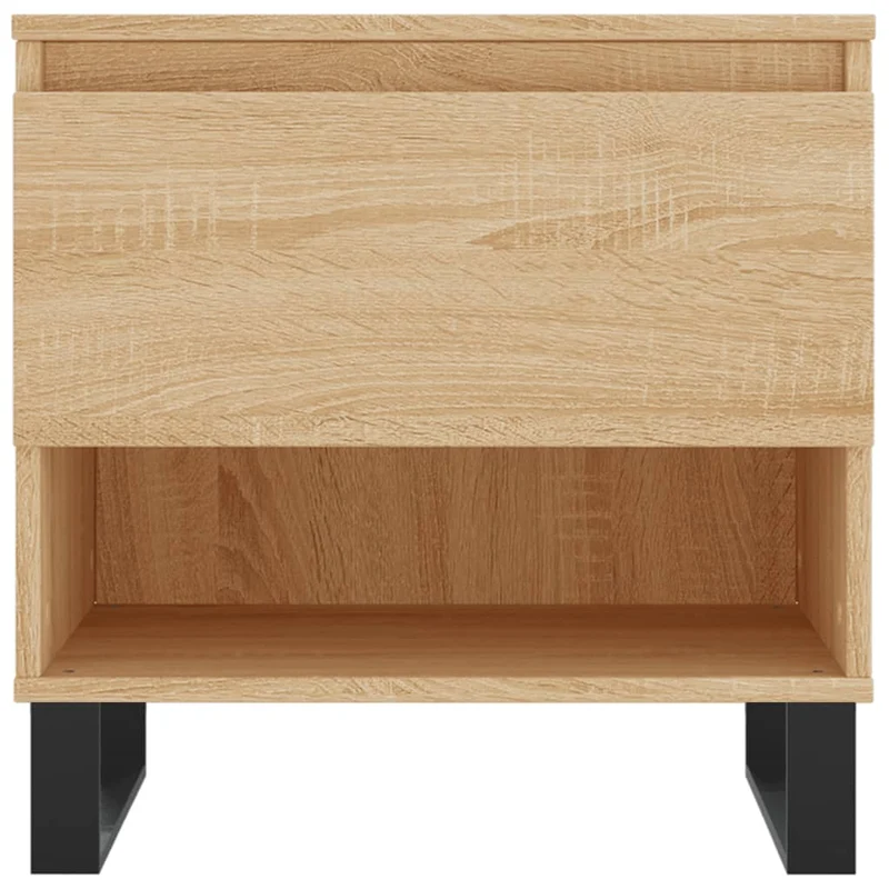 Lot de 2 tables basses chevet avec tiroir 50 x 46 x 50 cm bois d'ingénierie couleur chêne et métal DEC040378