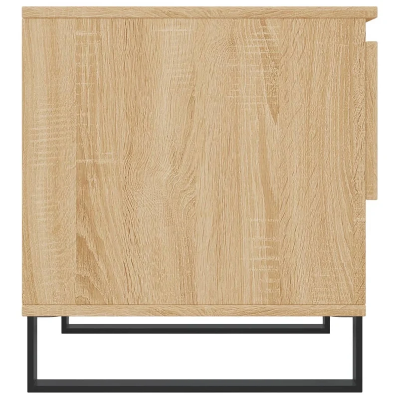 Lot de 2 tables basses chevet avec tiroir 50 x 46 x 50 cm bois d'ingénierie couleur chêne et métal DEC040378