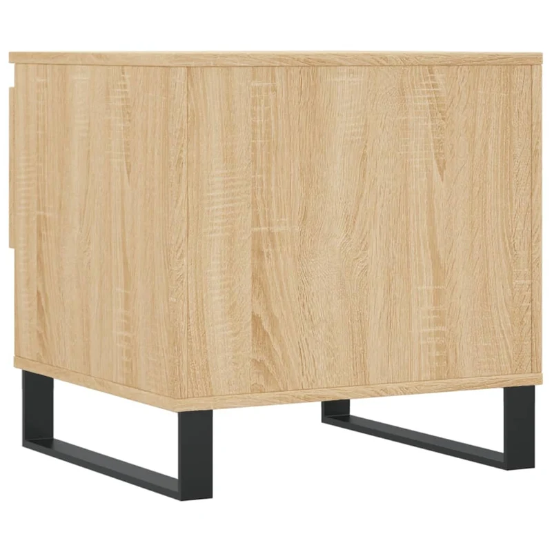 Lot de 2 tables basses chevet avec tiroir 50 x 46 x 50 cm bois d'ingénierie couleur chêne et métal DEC040378