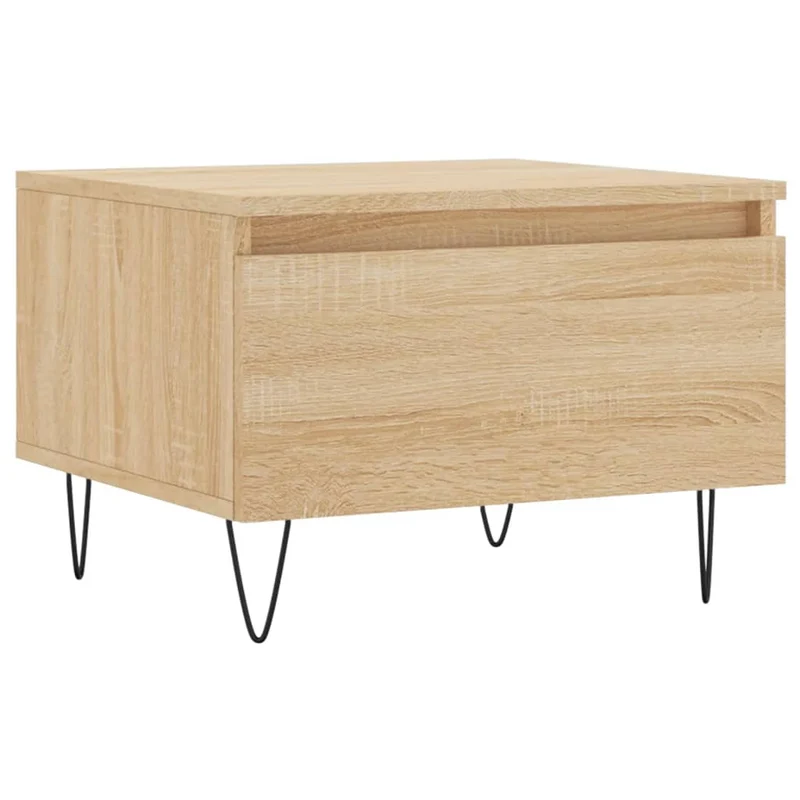Lot de 2 tables de chevets avec tiroir 50 x 46 x 35 cm bois d'ingénierie couleur chêne et métal DEC040377