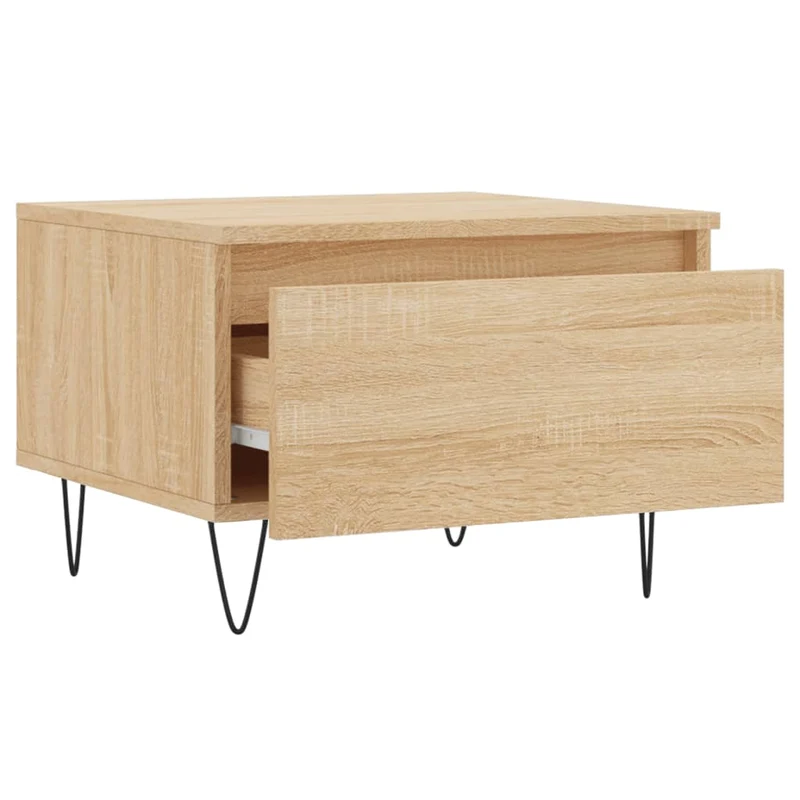 Lot de 2 tables de chevets avec tiroir 50 x 46 x 35 cm bois d'ingénierie couleur chêne et métal DEC040377