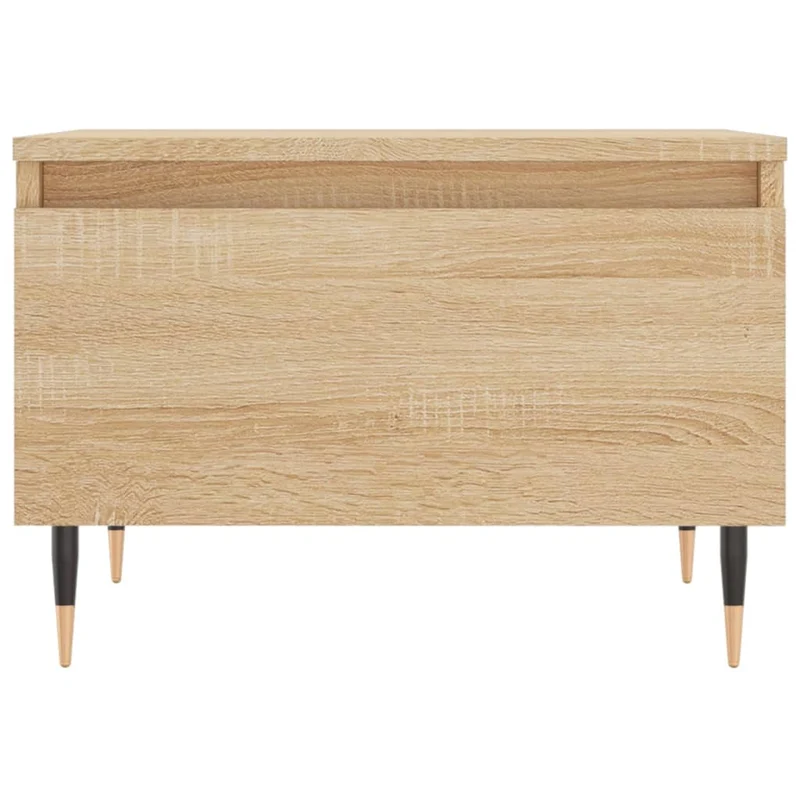 Lot de 2 tables basses chevet avec tiroir 50 x 46 x 35 cm bois d'ingénierie couleur chêne et métal DEC040376