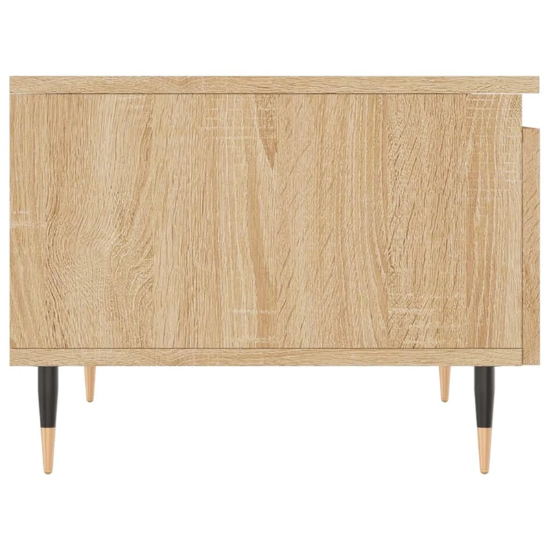 Lot de 2 tables basses chevet avec tiroir 50 x 46 x 35 cm bois d'ingénierie couleur chêne et métal DEC040376