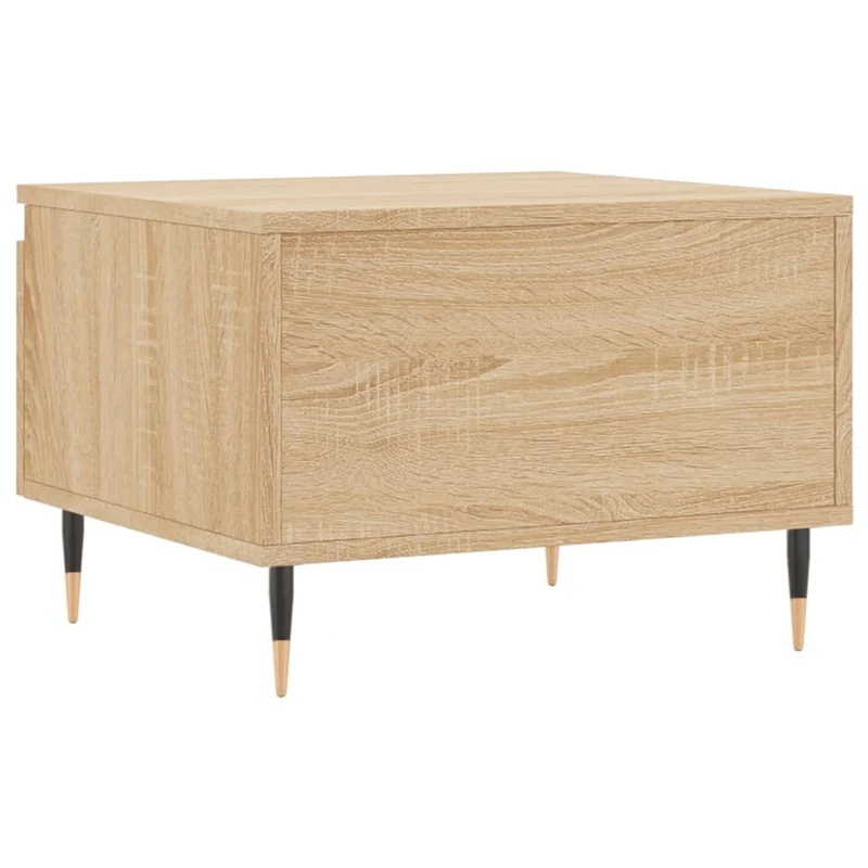 Lot de 2 tables basses chevet avec tiroir 50 x 46 x 35 cm bois d'ingénierie couleur chêne et métal DEC040376