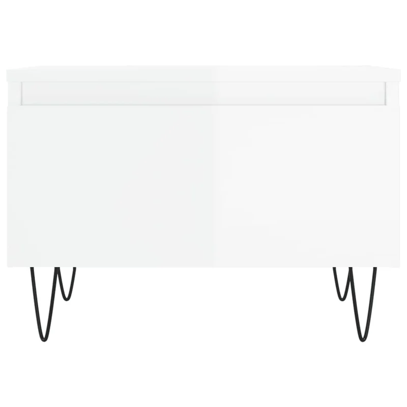Lot de 2 tables basses d'appoint avec tiroir 50 x 46 x 35cm bois d'ingénierie blanc brillant et métal DEC040323