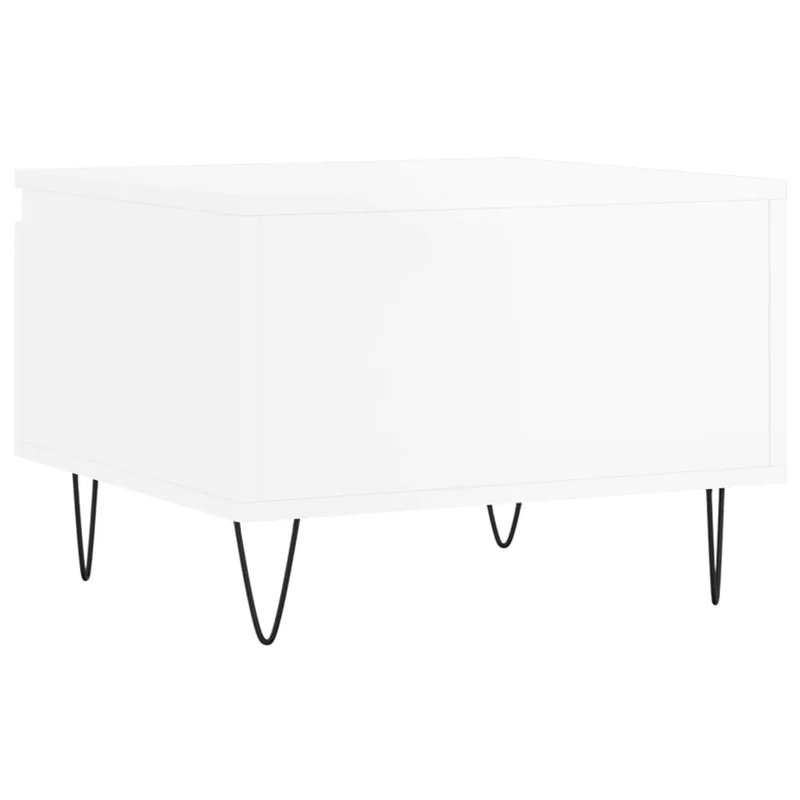 Lot de 2 tables basses d'appoint avec tiroir 50 x 46 x 35cm bois d'ingénierie blanc brillant et métal DEC040323