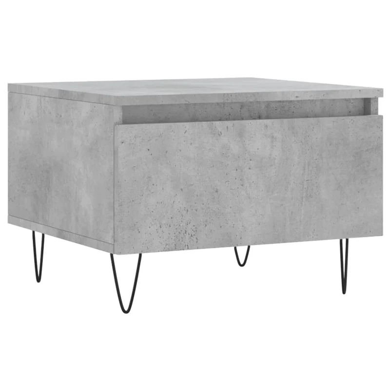 Lot de 2 tables basses appoint avec tiroir 50 x 46 x 35 cm bois d'ingénierie gris et métal DEC040394