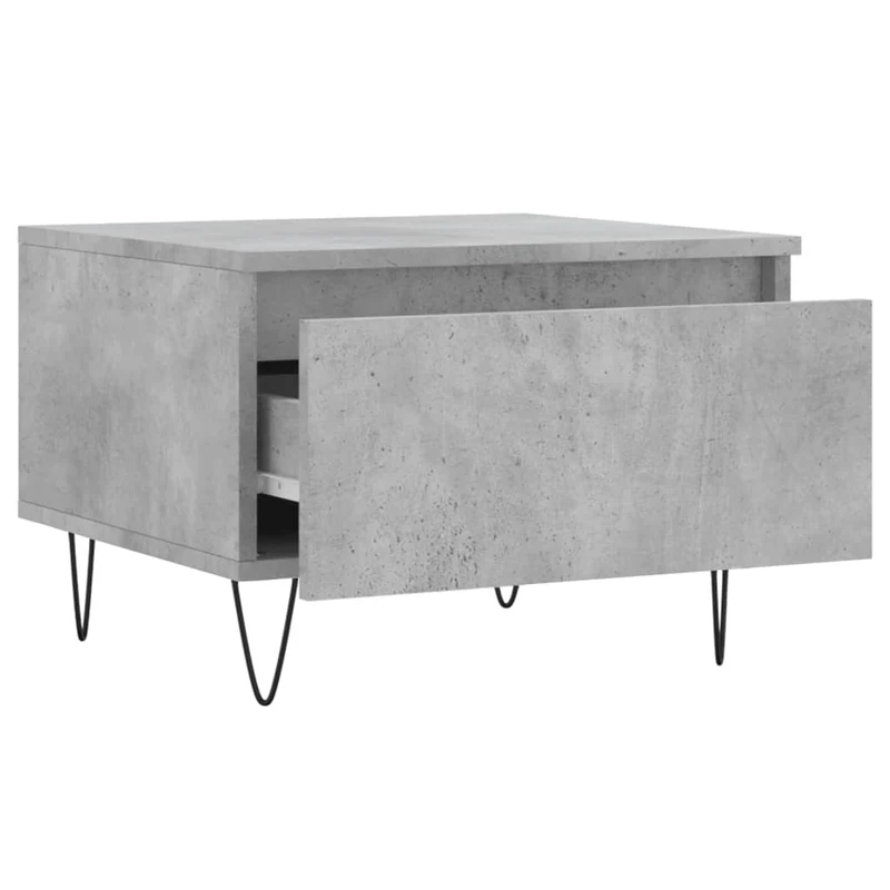 Lot de 2 tables basses appoint avec tiroir 50 x 46 x 35 cm bois d'ingénierie gris et métal DEC040394