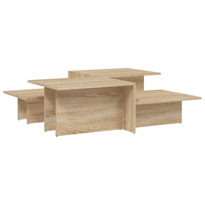 Lot de 2 tables d'appoint avec étagère 111,5 x 50 x 33 cm en bois d'ingénierie couleur chêne DEC040391