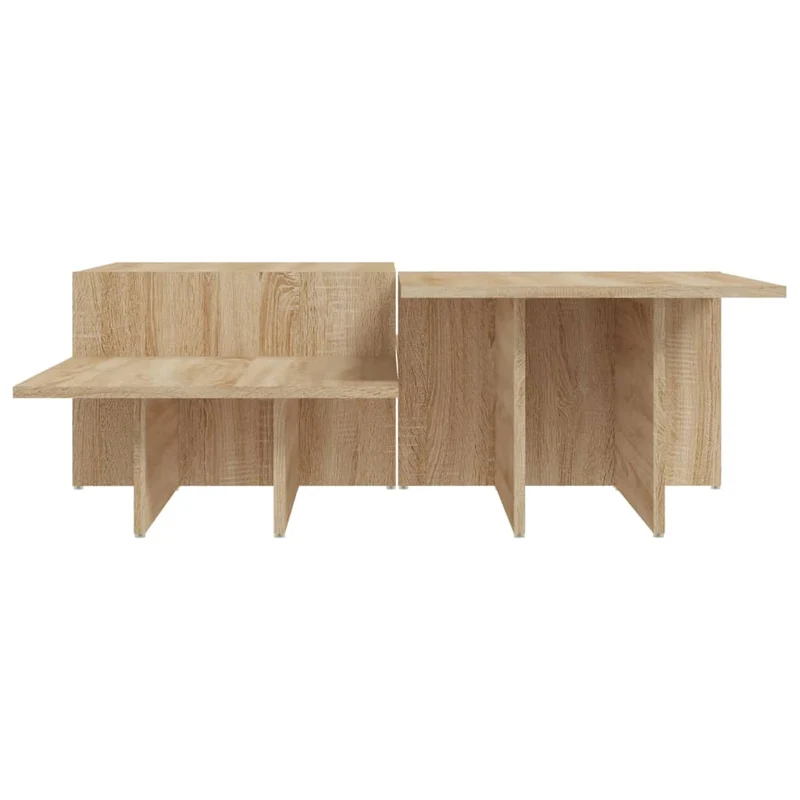 Lot de 2 tables d'appoint avec étagère 111,5 x 50 x 33 cm en bois d'ingénierie couleur chêne DEC040391