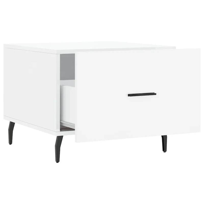 Lot de 2 tables de chevets avec tiroir 50 x 50 x 40cm bois d'ingénierie blanc et fer DEC040333
