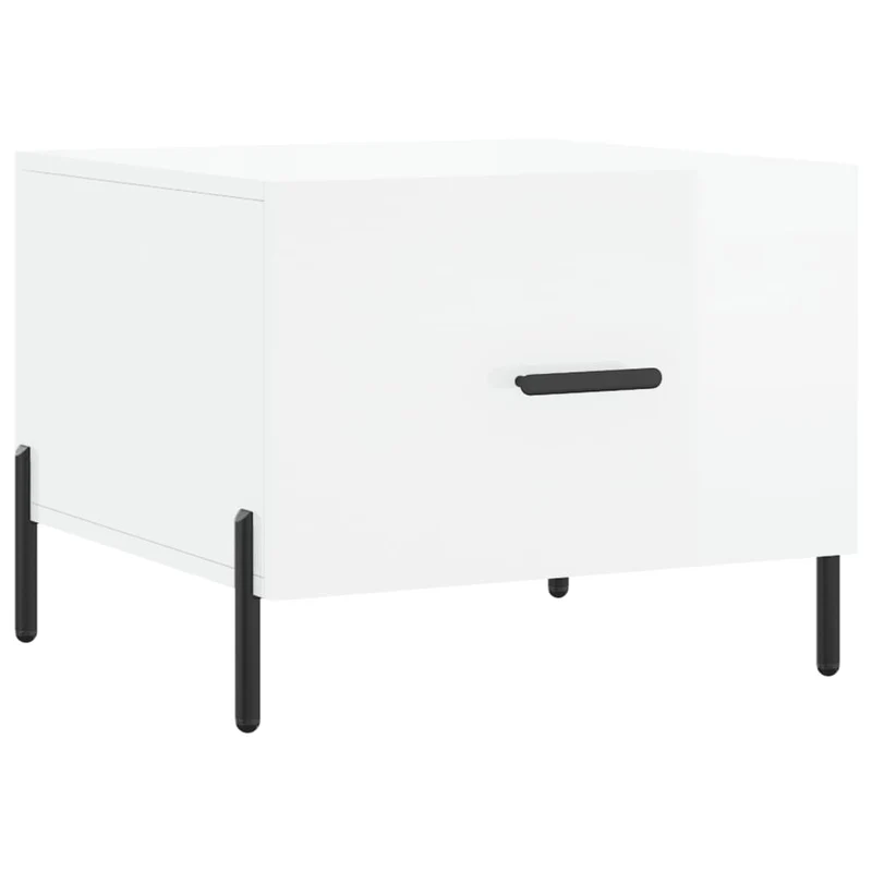 Lot de 2 tables d'appoint chevet avec tiroir 50 x 50 x 40cm bois d'ingénierie blanc et fer DEC040332