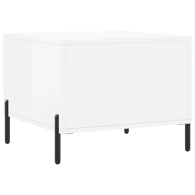 Lot de 2 tables d'appoint chevet avec tiroir 50 x 50 x 40cm bois d'ingénierie blanc et fer DEC040332