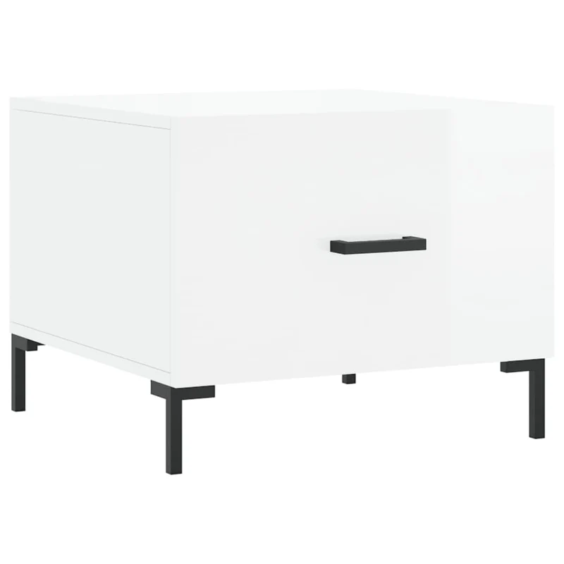 Lot de 2 tables de chevets avec tiroir 50 x 50 x 40cm bois d'ingénierie blanc et fer DEC040331