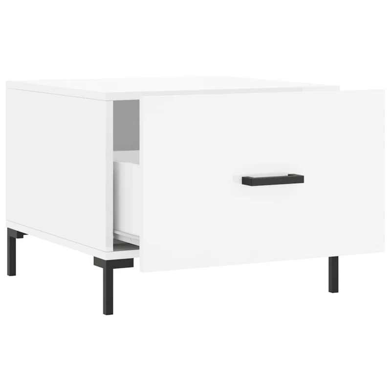 Lot de 2 tables de chevets avec tiroir 50 x 50 x 40cm bois d'ingénierie blanc et fer DEC040331