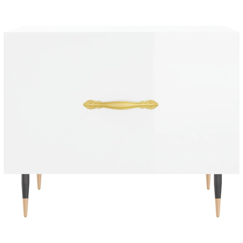 Lot de 2 tables d'appoint chevet avec tiroir 50 x 50 x 40cm bois d'ingénierie blanc brillant et fer DEC040330