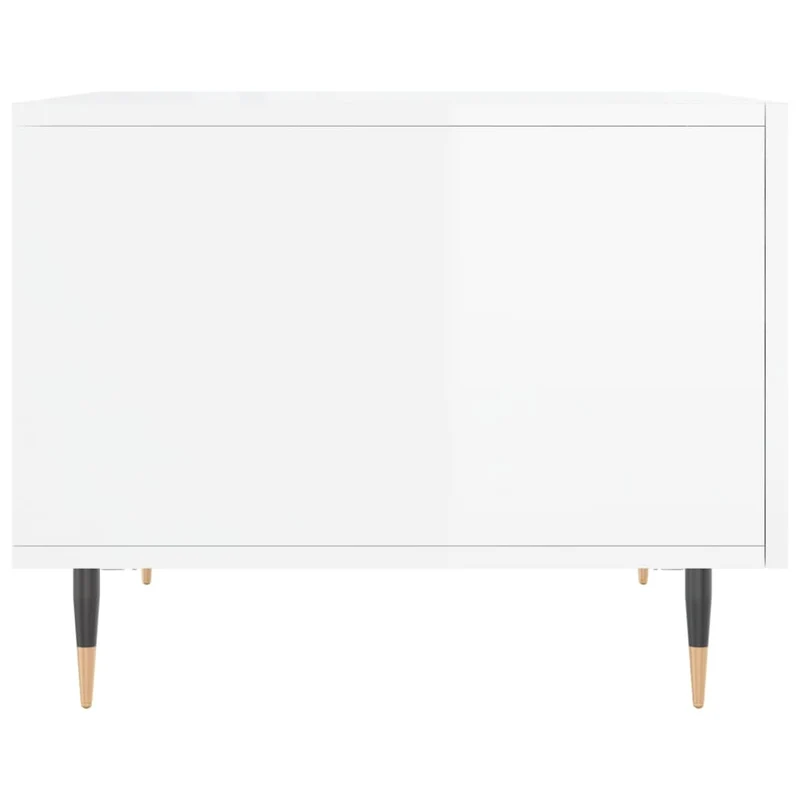 Lot de 2 tables d'appoint chevet avec tiroir 50 x 50 x 40cm bois d'ingénierie blanc brillant et fer DEC040330