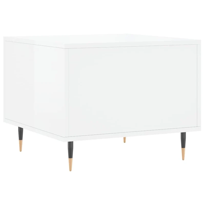 Lot de 2 tables d'appoint chevet avec tiroir 50 x 50 x 40cm bois d'ingénierie blanc brillant et fer DEC040330