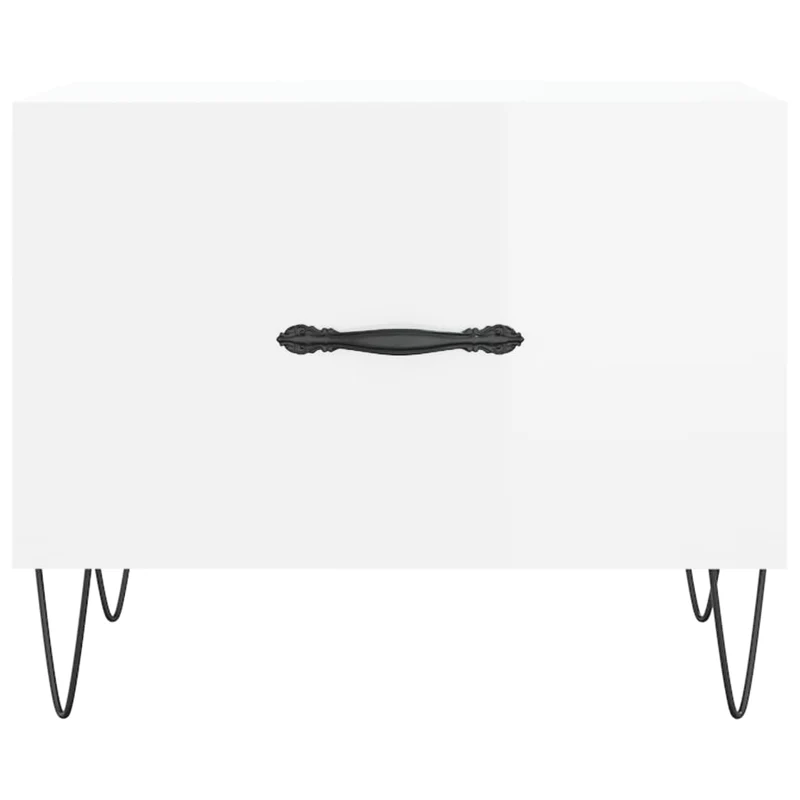 Lot de 2 tables d'appoint chevet avec tiroir 50 x 50 x 40cm bois d'ingénierie blanc brillant et fer DEC040329