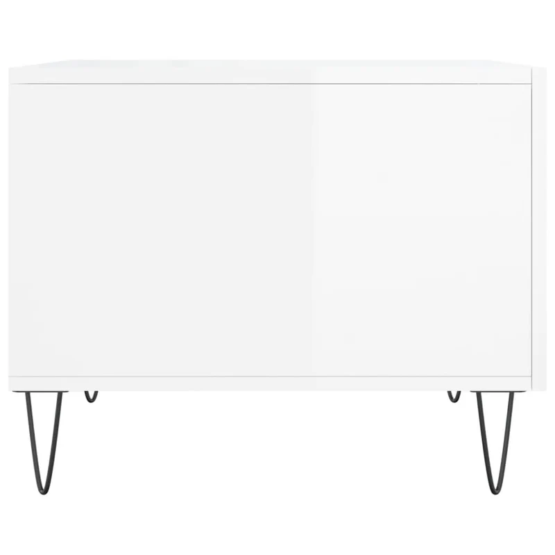 Lot de 2 tables d'appoint chevet avec tiroir 50 x 50 x 40cm bois d'ingénierie blanc brillant et fer DEC040329