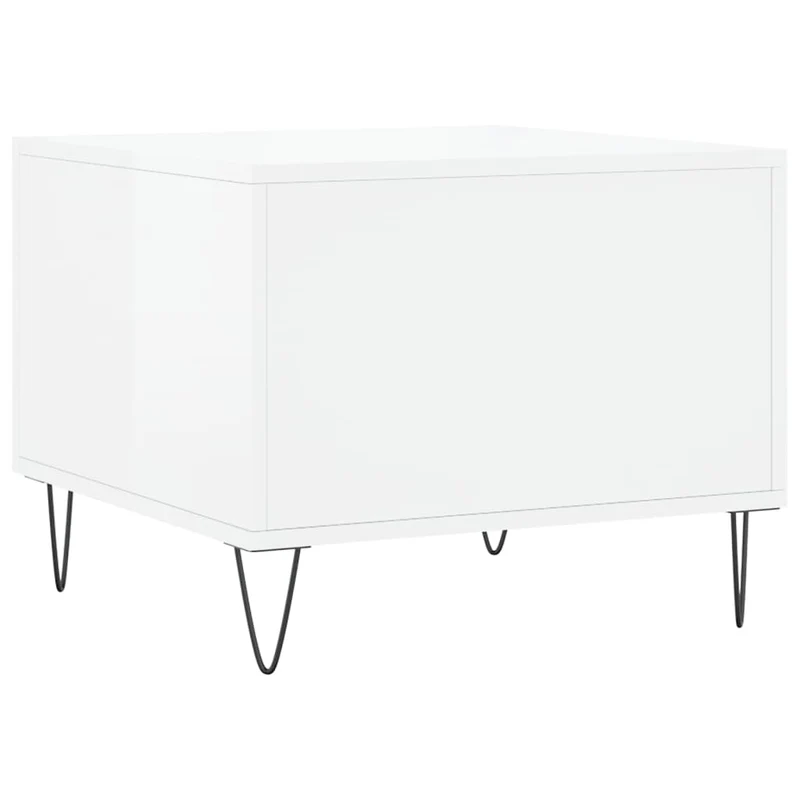Lot de 2 tables d'appoint chevet avec tiroir 50 x 50 x 40cm bois d'ingénierie blanc brillant et fer DEC040329