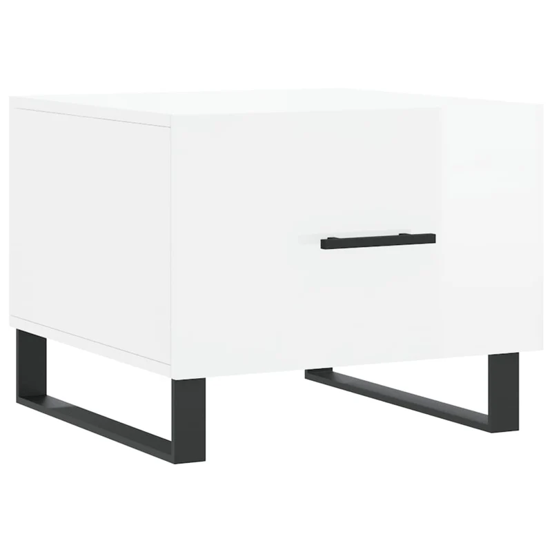 Lot de 2 tables de chevets avec tiroir 50 x 50 x 40cm bois d'ingénierie blanc brillant et fer DEC040328