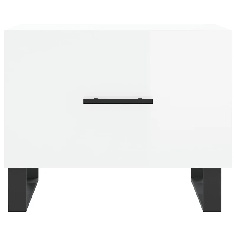 Lot de 2 tables de chevets avec tiroir 50 x 50 x 40cm bois d'ingénierie blanc brillant et fer DEC040328