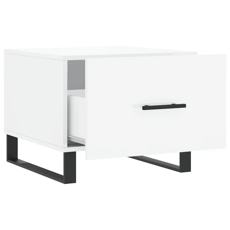 Lot de 2 tables de chevets avec tiroir 50 x 50 x 40cm bois d'ingénierie blanc brillant et fer DEC040328