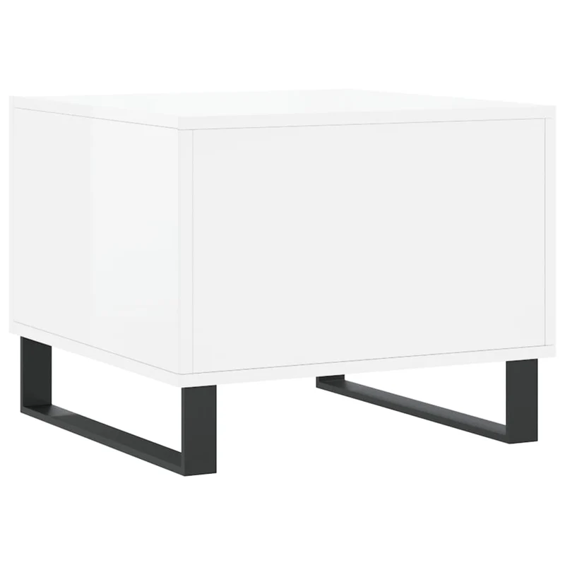 Lot de 2 tables de chevets avec tiroir 50 x 50 x 40cm bois d'ingénierie blanc brillant et fer DEC040328