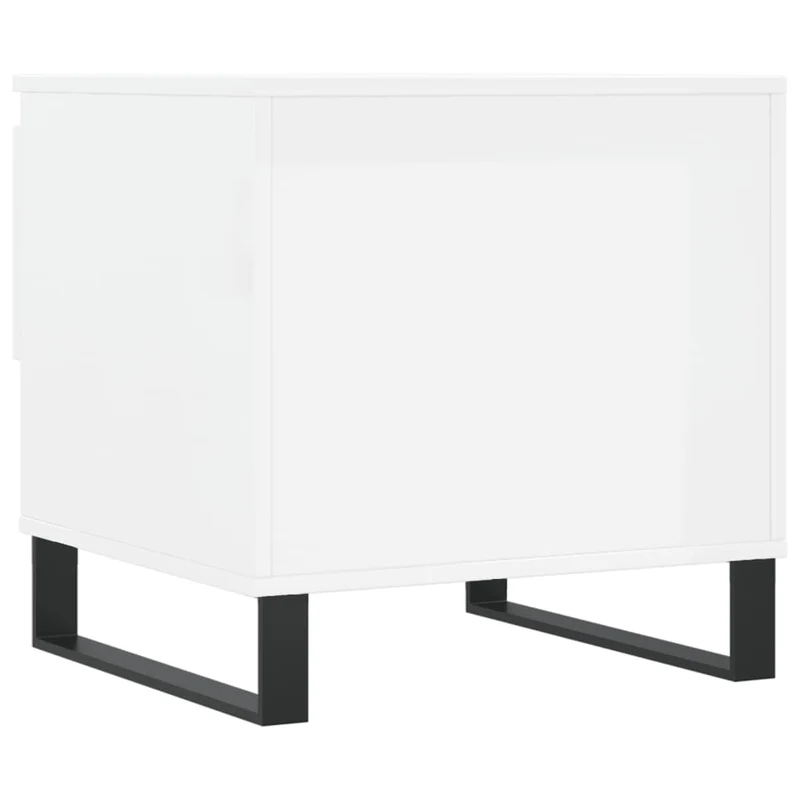 Lot de 2 tables d'appoint chevet avec tiroir 50 x 46 x 50cm bois d'ingénierie blanc brillant et métal DEC040326