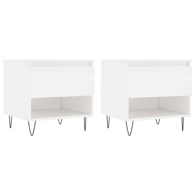 Lot de 2 tables de chevets avec tiroir 50 x 46 x 50cm bois d'ingénierie blanc et métal DEC040325