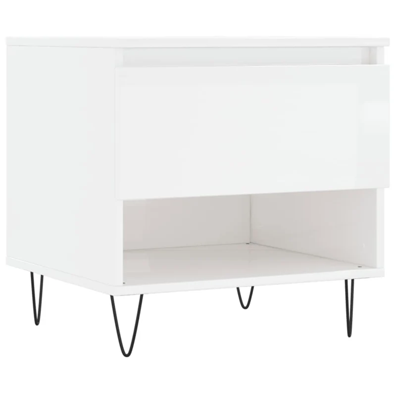 Lot de 2 tables de chevets avec tiroir 50 x 46 x 50cm bois d'ingénierie blanc et métal DEC040325