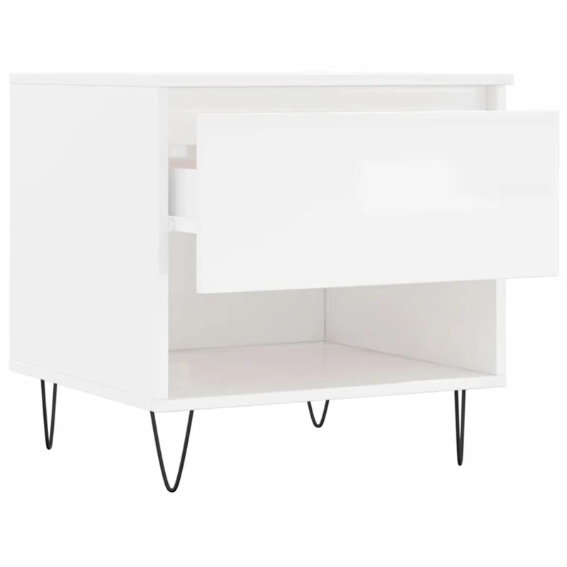 Lot de 2 tables de chevets avec tiroir 50 x 46 x 50cm bois d'ingénierie blanc et métal DEC040325