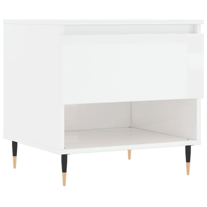 Lot de 2 tables d'appoint chevet avec tiroir 50 x 46 x 50cm bois d'ingénierie blanc et métal DEC040324