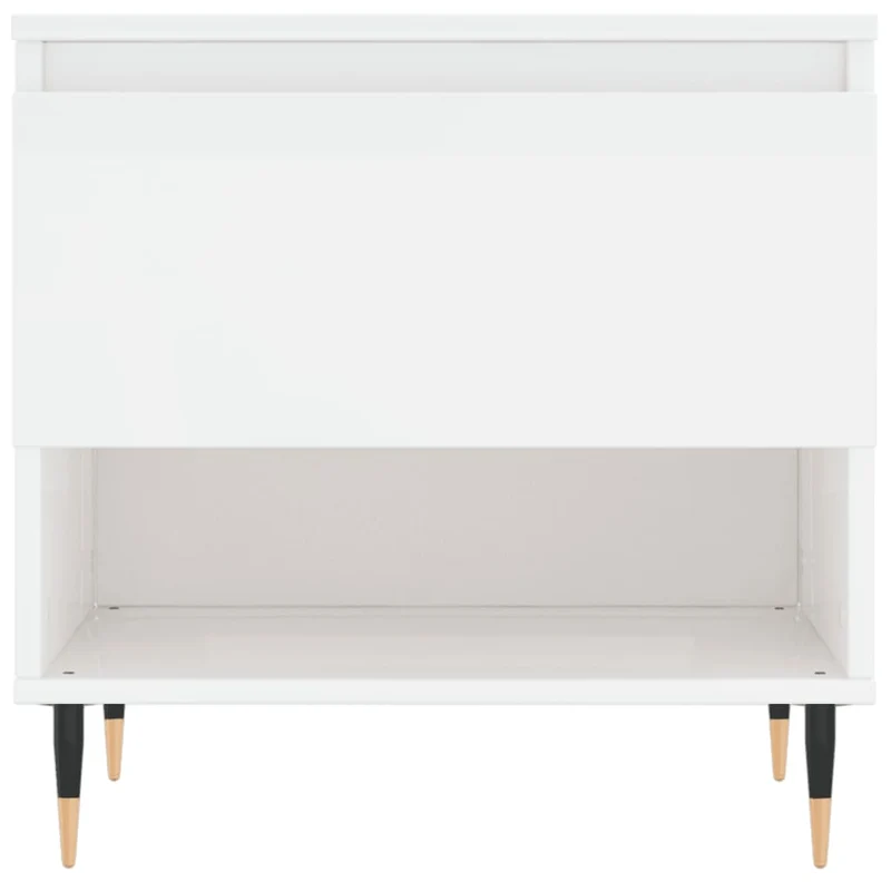 Lot de 2 tables d'appoint chevet avec tiroir 50 x 46 x 50cm bois d'ingénierie blanc et métal DEC040324