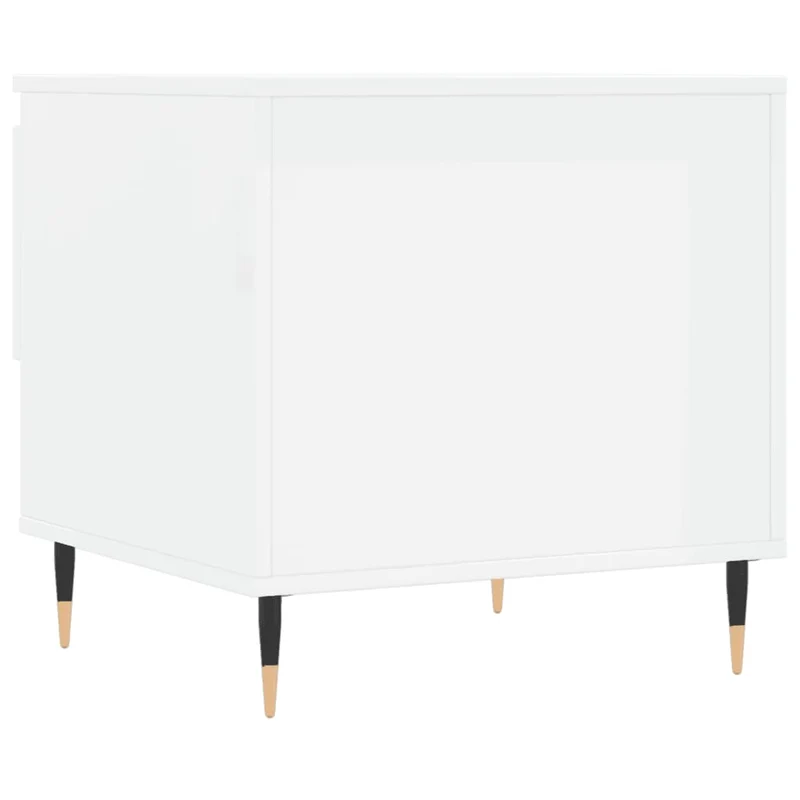 Lot de 2 tables d'appoint chevet avec tiroir 50 x 46 x 50cm bois d'ingénierie blanc et métal DEC040324