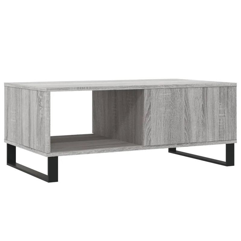 Table basse avec tiroir et compartiment 90 x 50 x 36,5 cm bois d'ingénierie gris et métal DEC040128