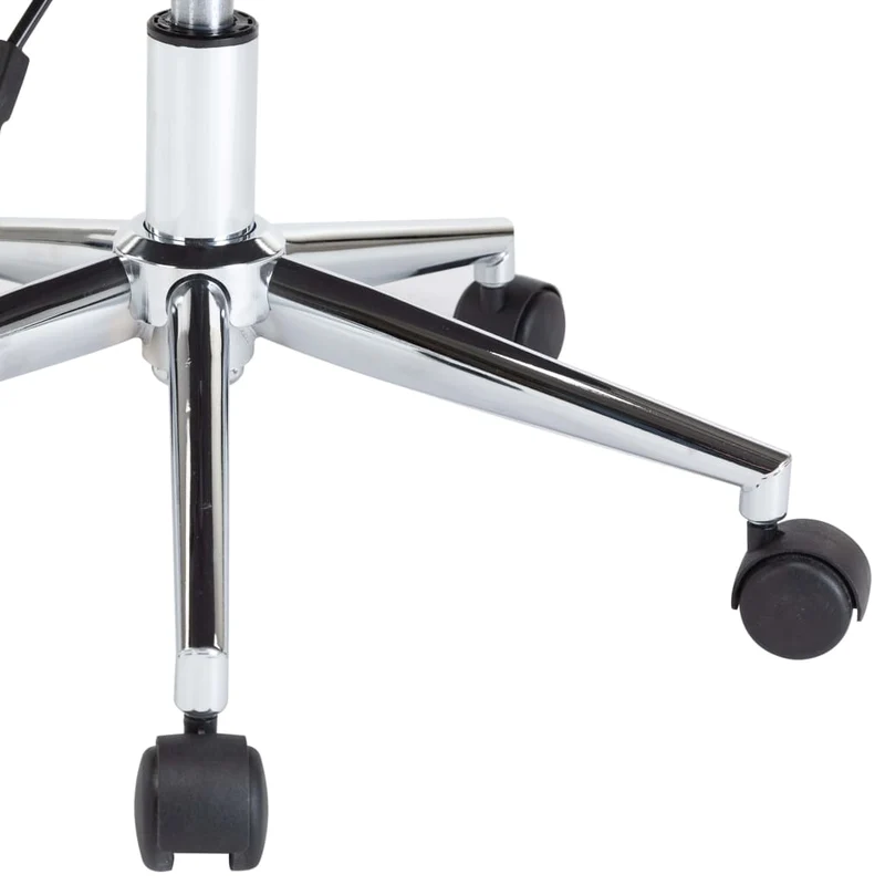 Chaise de bureau sur roulettes pivotante hauteur réglable bois courbé métal et PVC crème DEC025138