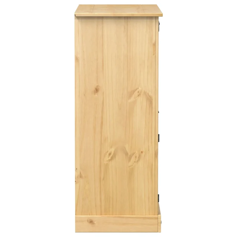Armoire à vin compartiments de rangement porte rabattable 97 x 45 x 114 cm en bois de pin massif brun DEC024428