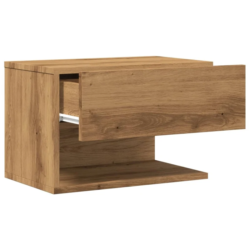 Table de chevet murale avec tiroir et étagère 46 x 29,5 x 30 cm bois d'ingénierie couleur chêne DEC034244