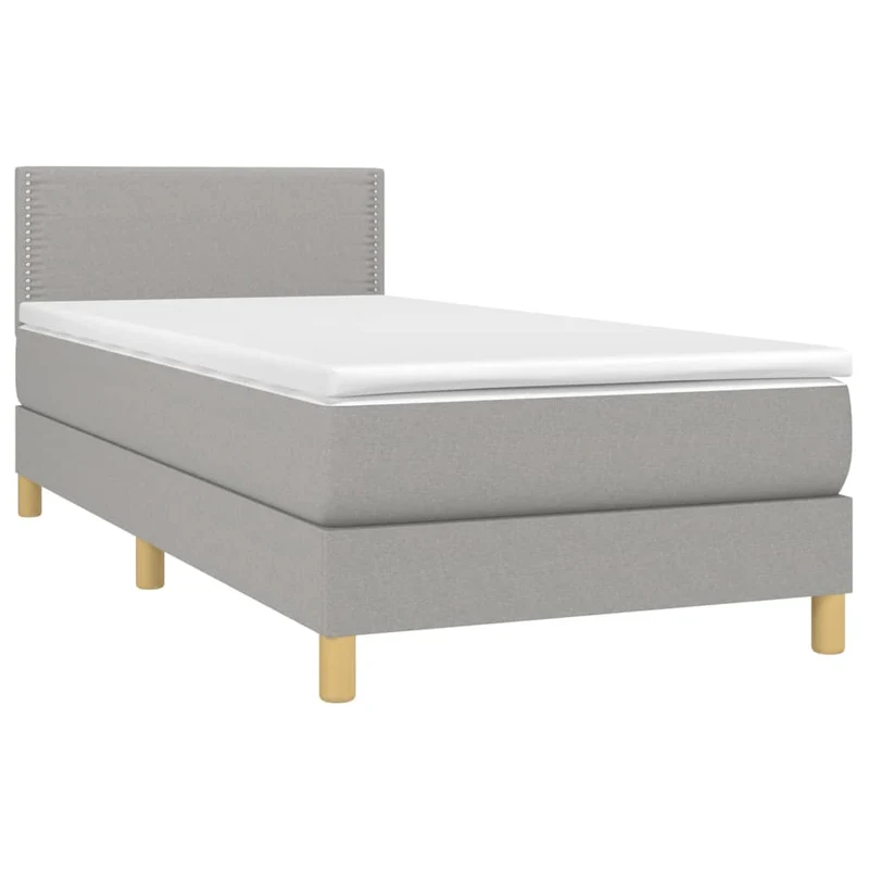 Cadre de lit LED avec sommier tête de lit matelas 90x190cm tissu gris clair TDL0209466