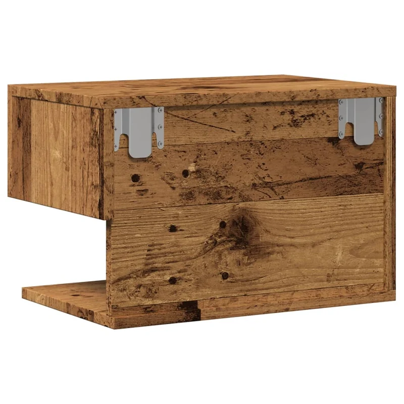 Lot de 2 tables de chevet murales avec tiroir et étagère 46 x 29,5 x 30 cm en bois d'ingénierie marron DEC036118