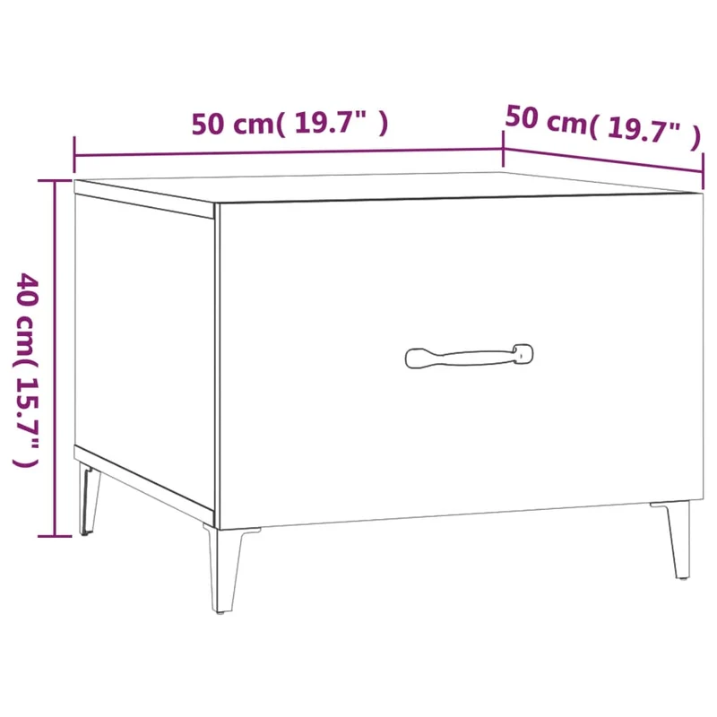Lot de 2 tables basses appoint avec pieds en métal et MDF gris 50 x 50 x 40 cm DEC040485