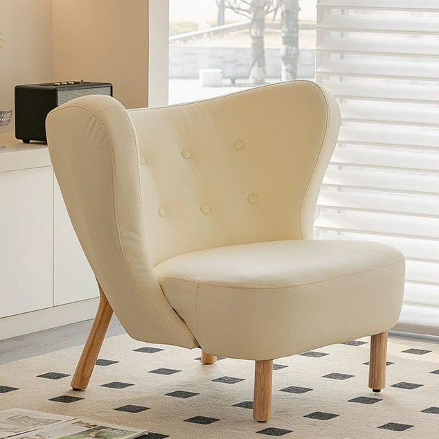 Contemporary Nordic Sherpa Fabric Corduroy Plush Wood Curved Accent Chair Backrest Footrest For Living Room