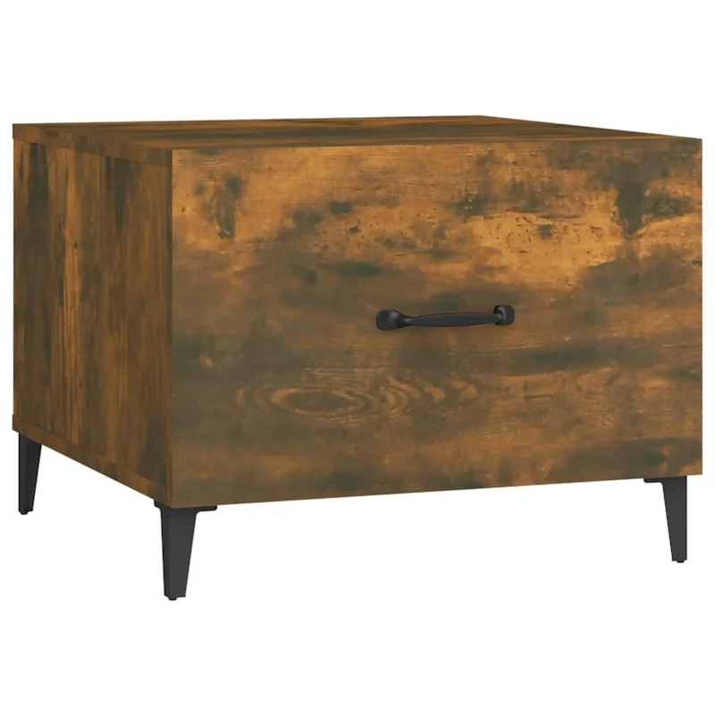 Lot de 2 tables basses d'appoint avec tiroir pieds en métal 50 x 50 x 40 cm bois d'ingénierie marron et métal DEC040480