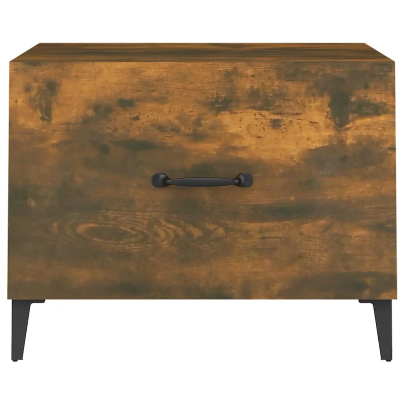 Lot de 2 tables basses d'appoint avec tiroir pieds en métal 50 x 50 x 40 cm bois d'ingénierie marron et métal DEC040480