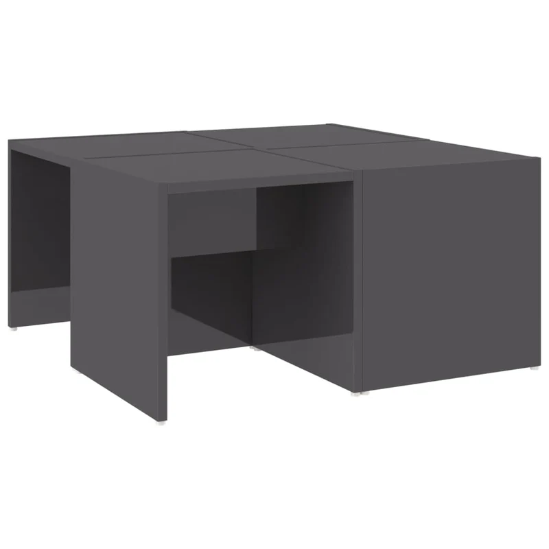Lot de 4 tables basses style moderne 33 x 33 x 33 cm bois d'ingénierie gris brillant DEC040459