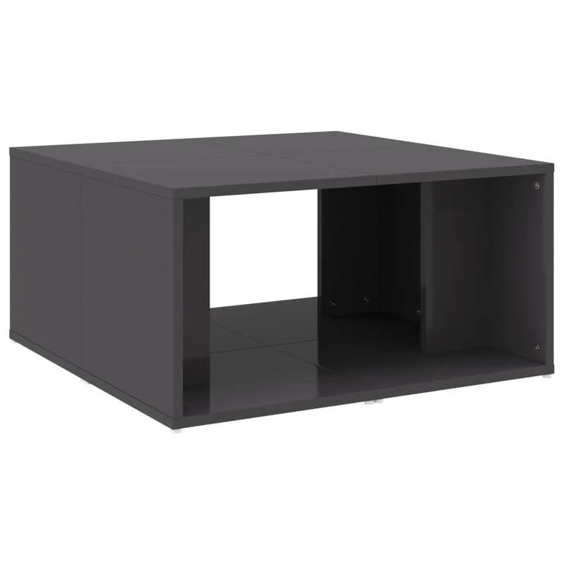 Lot de 4 tables basses style moderne 33 x 33 x 33 cm bois d'ingénierie gris brillant DEC040459